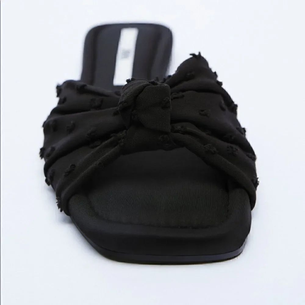 NWT Zara Flat Sandals With Knot - Picture 3 of 6